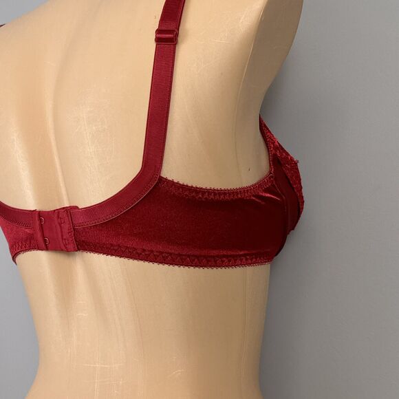 Vintage Vassarette Bra Size 34C Second Skin Satin Red Lace Underwire 75-014 - Picture 6 of 10